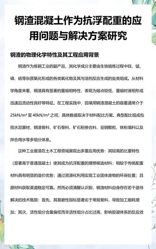 钢渣混凝土作为抗浮配重的应用问题与解决方案研究